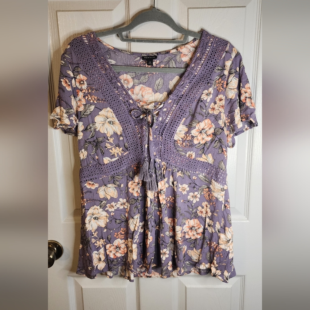 Torrid Purple Tie Front Blouse